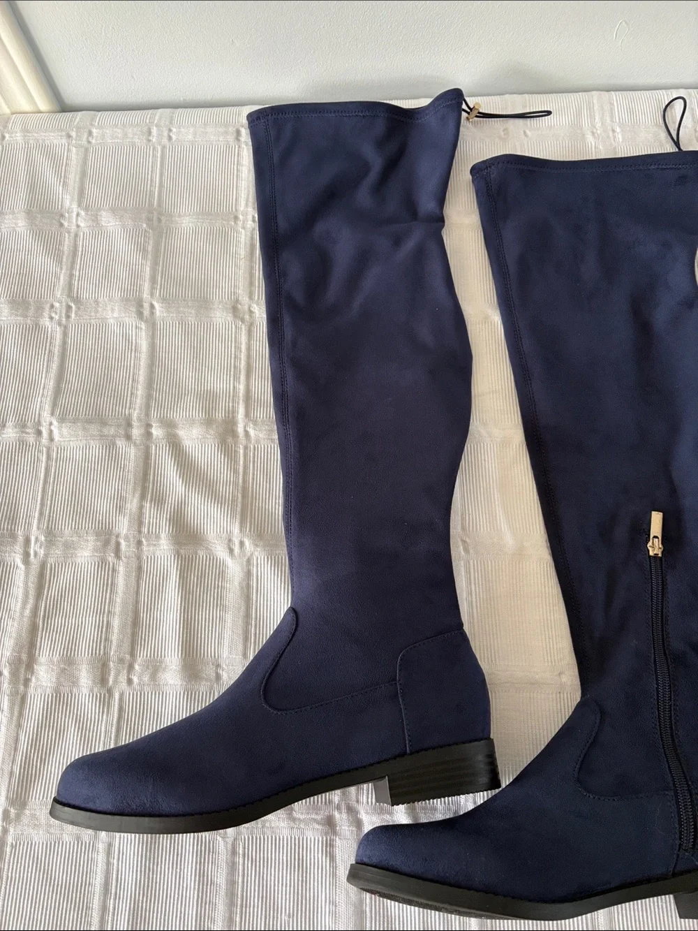 Just Fab Over-the-Knee Navy Faux Suede Riding Boots